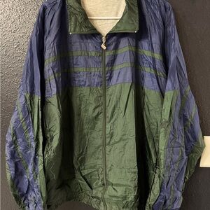 Men's Green & Navy Colorblock Windbreaker Jacket